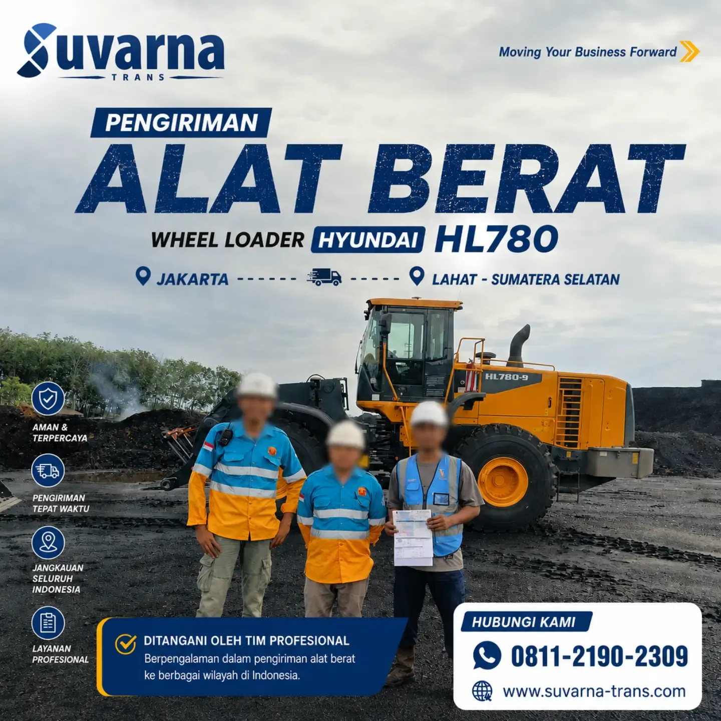 Wheel loader Hyundai HL780 di atas trailer lowbed (1/5)