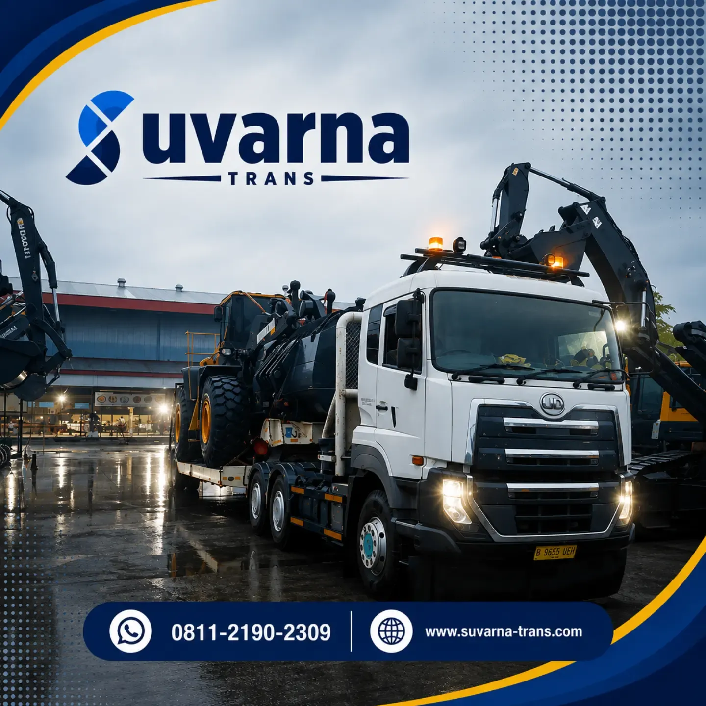 Wheel loader Hyundai HL780 di atas trailer lowbed (3/5)