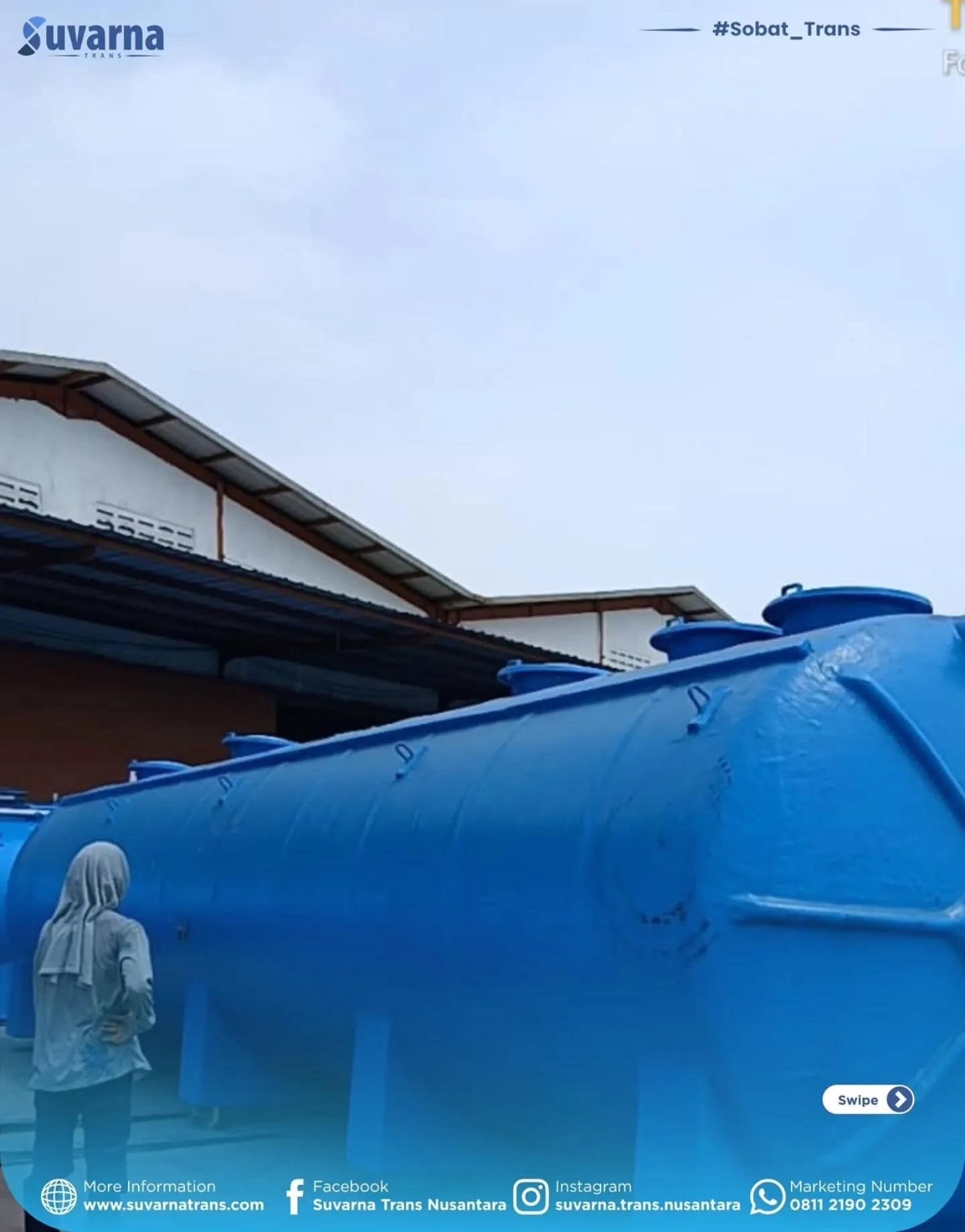 Tangki IPAL medis dimuat ke truk dengan forklift (4/7)