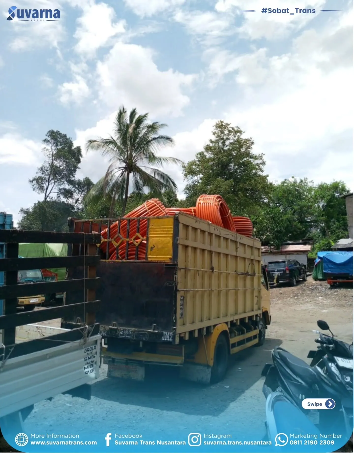 Gulungan kabel HDPE oranye dibongkar di lokasi tujuan Pekanbaru (4/4)