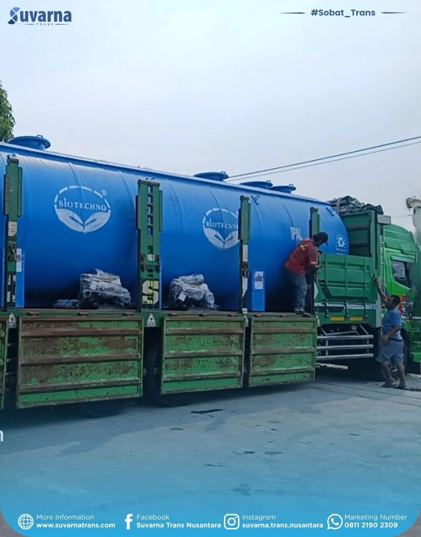 Tangki IPAL medis dimuat ke truk dengan forklift (6/7)