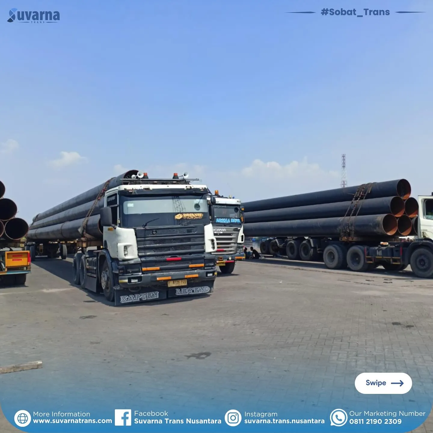 Tiang pancang baja diturunkan dan ditumpuk di yard pelabuhan (5/10)