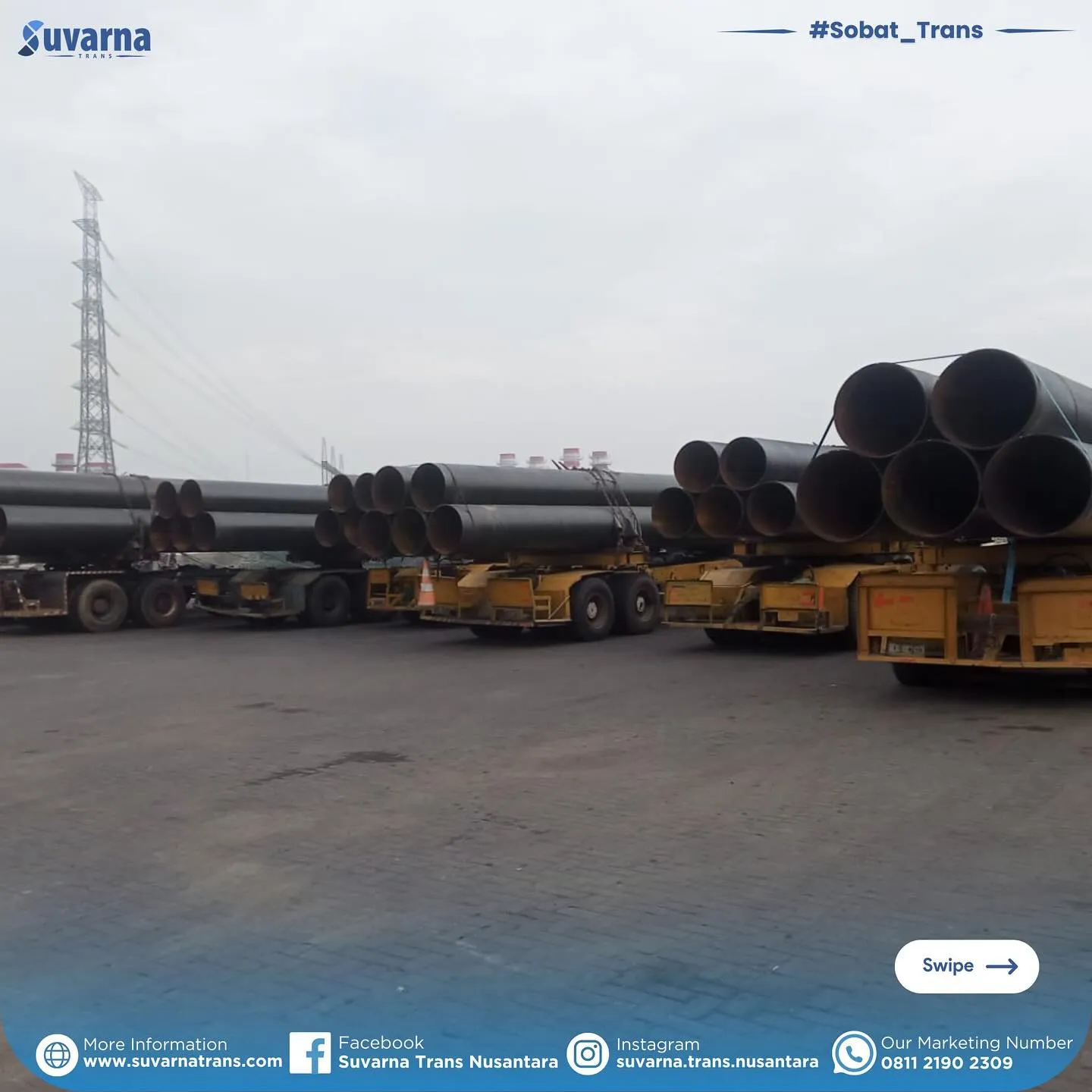 Tiang pancang baja diturunkan dan ditumpuk di yard pelabuhan (9/10)